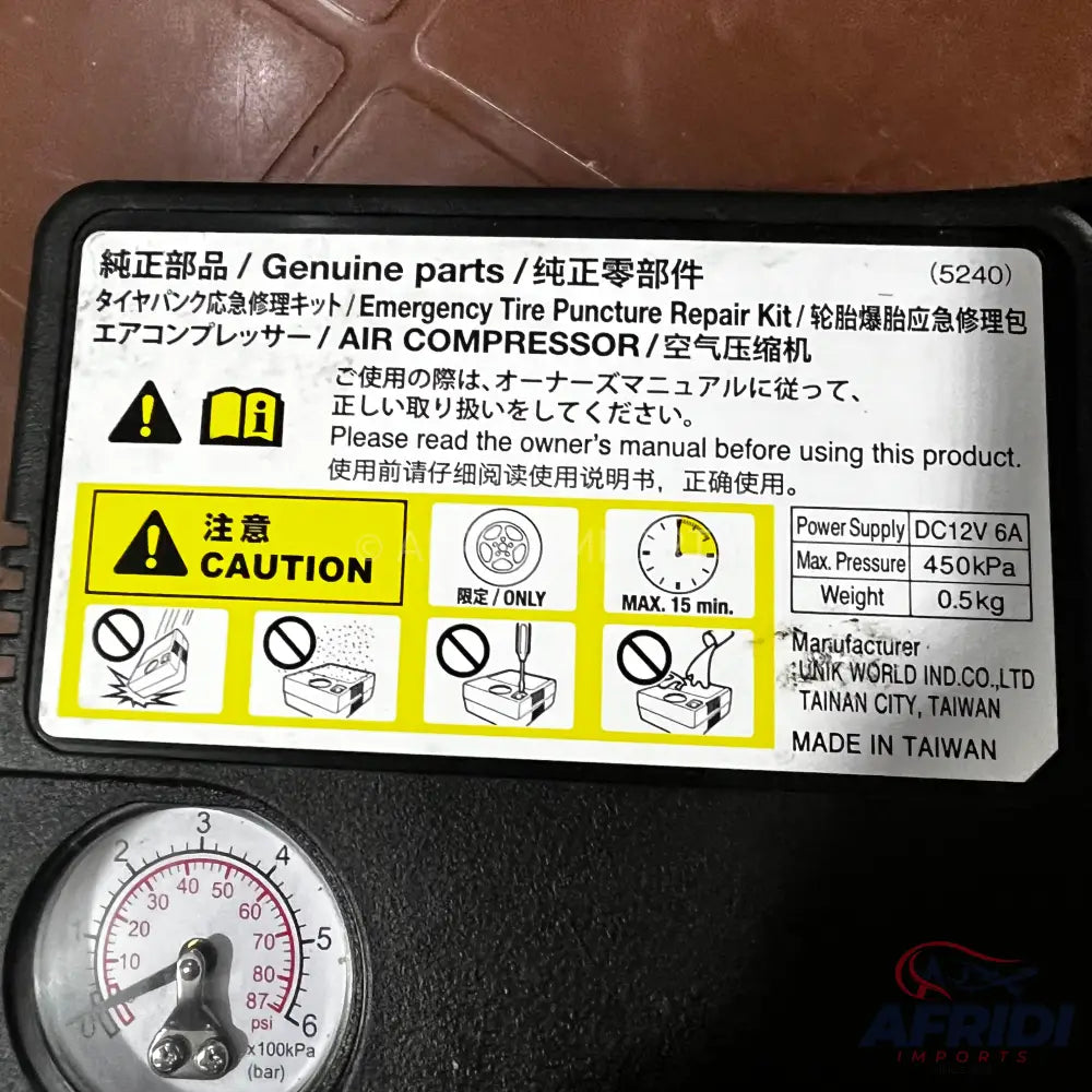 GENUINE TYRE INFLATOR Air Compressor - Made in Taiwan - Lot Import