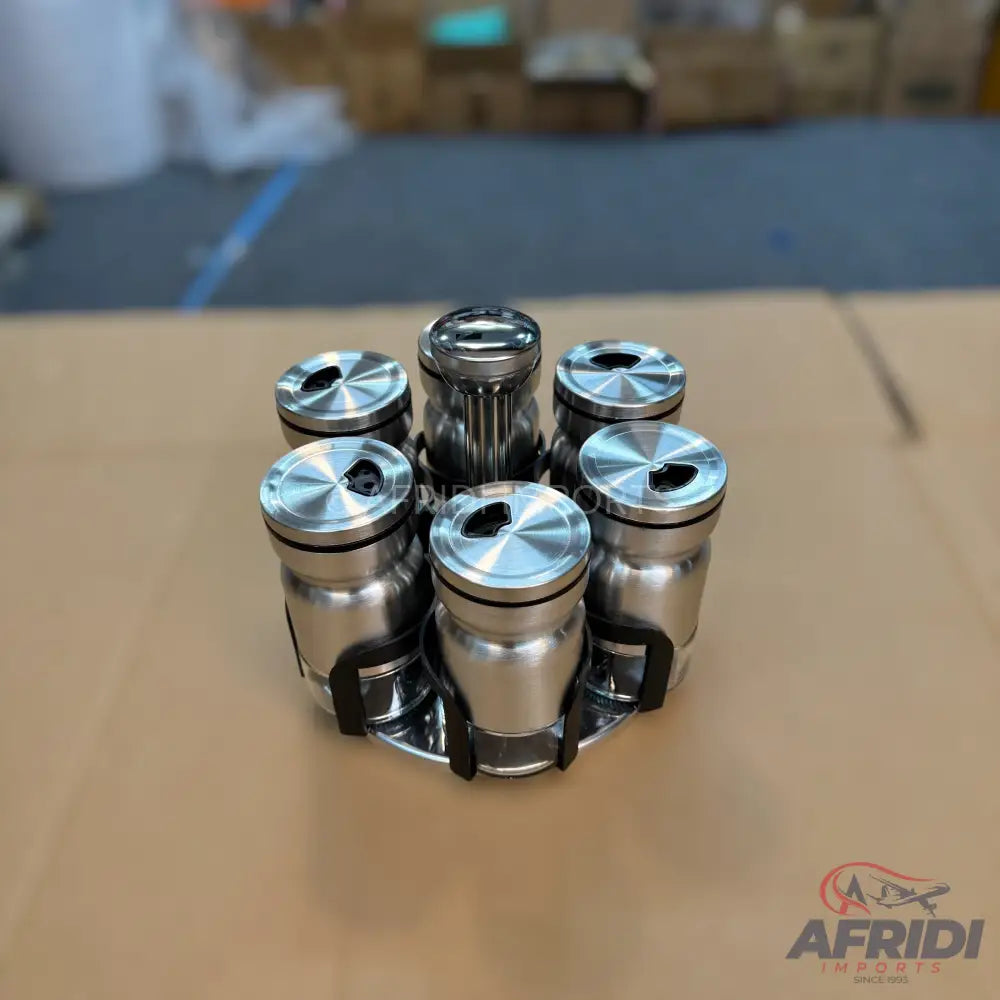 Rotating Spice Jars - Glass Jars with Metal Casing - (6-pieces set)