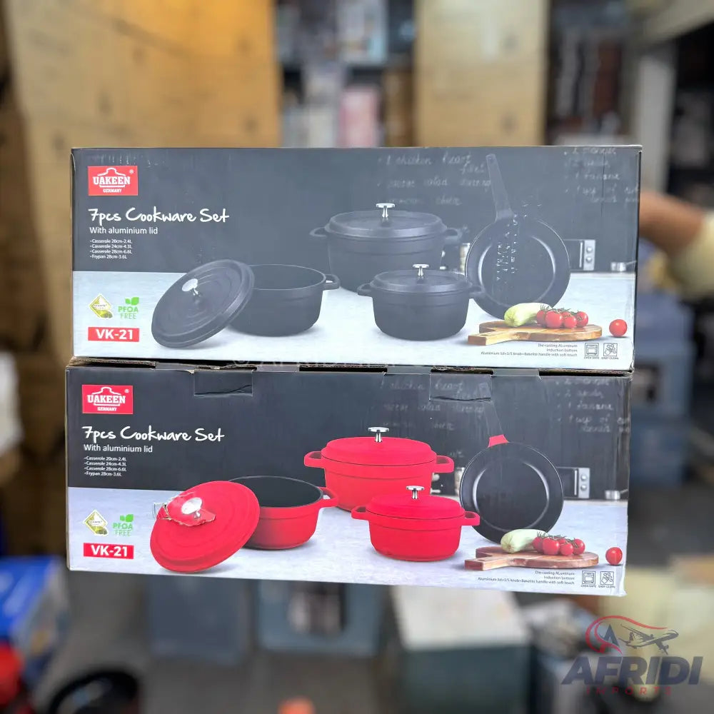 Uakeen 7pcs Cookware Set with Aluminum Lid